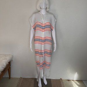 NWT Lemlem Elsi Split Button Daftan Snap‎ Front Sheer Caftan, Small